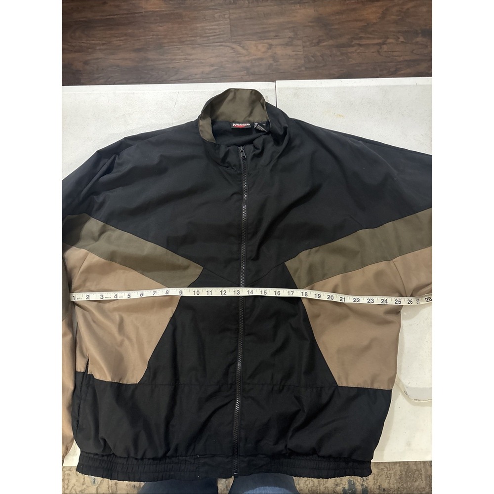 Vintage Winner  Jacket  Colorblock Black Full Zip Mens Size L
